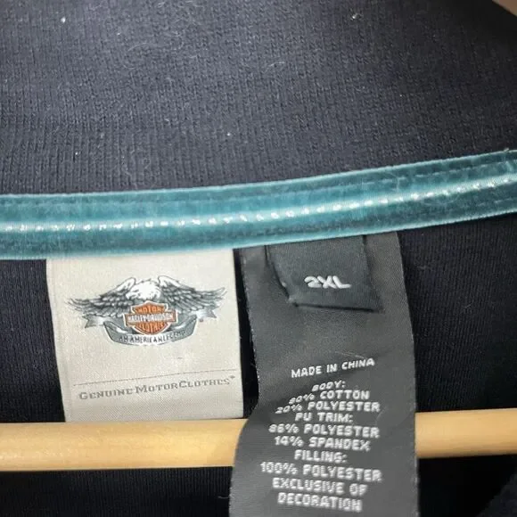 Harley Davidson Jacket 2XL Womens Navy Blue Pea Coat Double Breasted Hi Low Hem - Picture 3 of 7